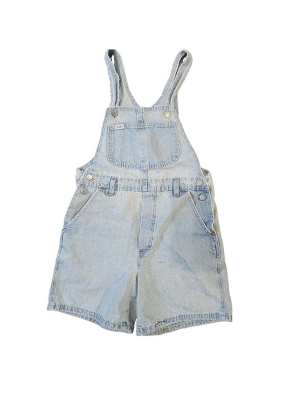 Thrashed 70s Lee Denim Shortalls Overalls Light Wash Worn‎ Distressed Size xxs